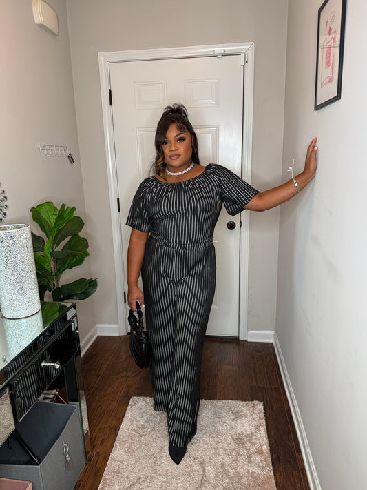 Boss Vibes Pinstripe Jumpsuit